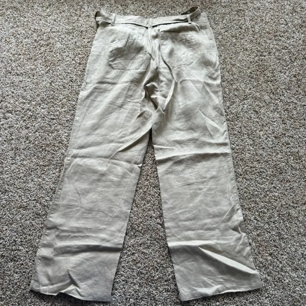 Banana Republic Linen Wide Leg Pants 2 Lt Beige Coastal Grandmother Minimalist